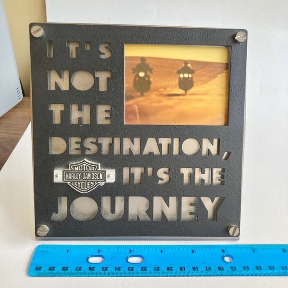 Vintage Harley Davidson Picture Photo Frame Motorcycle Destination Journey Logo - Picture 12 of 12